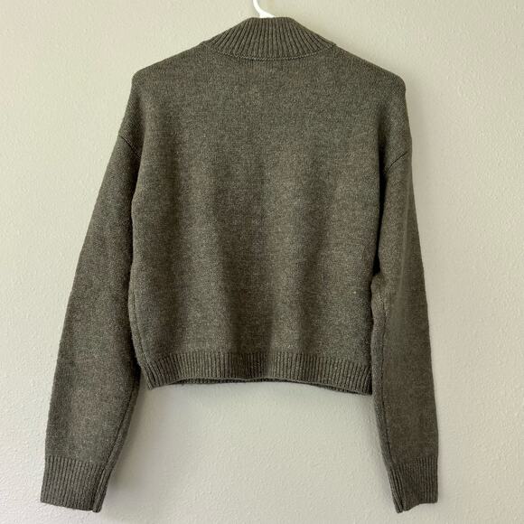 New June & Ivy cropped knit sweater embroidered flowers mock neck bohemian L - Picture 10 of 13